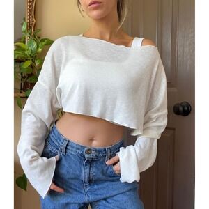 Basic Pullover White ribbed crop top